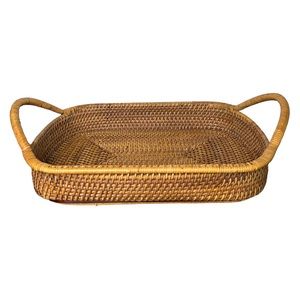 Pampered Chef Woven Selections Rectangle Wicker Serving Tray Basket Casserole